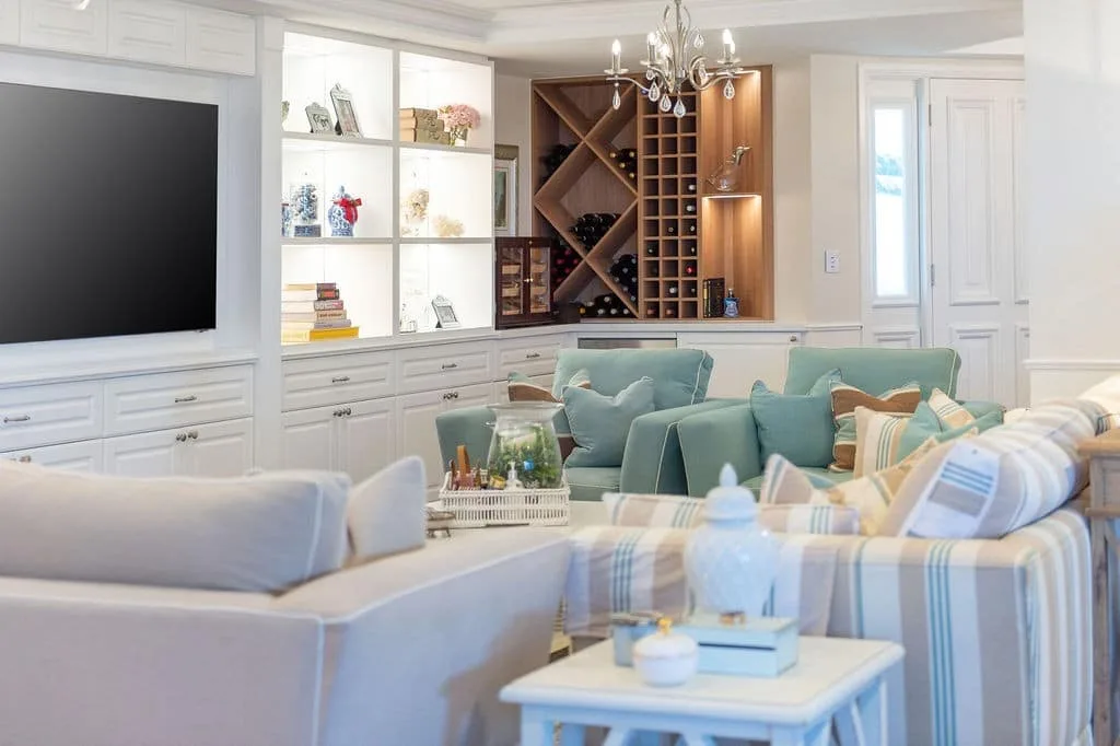 Beachfront outdoor entertaining area with LED lighting and open-plan living La Sabbia Gold Coast renovation